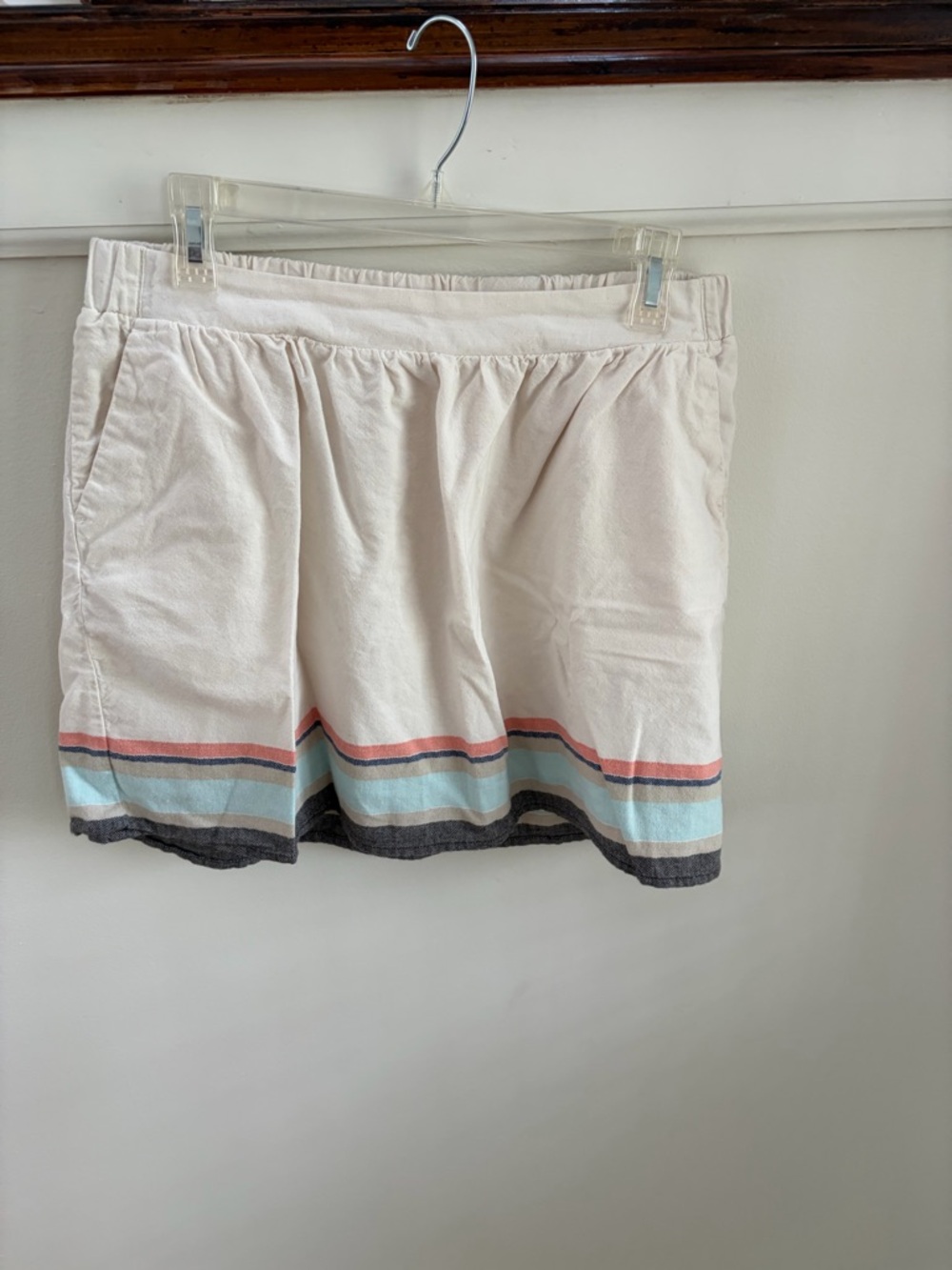 Old Navy Cream Elastic Waist Skirt with Subtle Stripe Detail